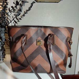 Dooney & Bourke Chevron Bailey Brown Handbag